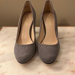Gray suede pumps
